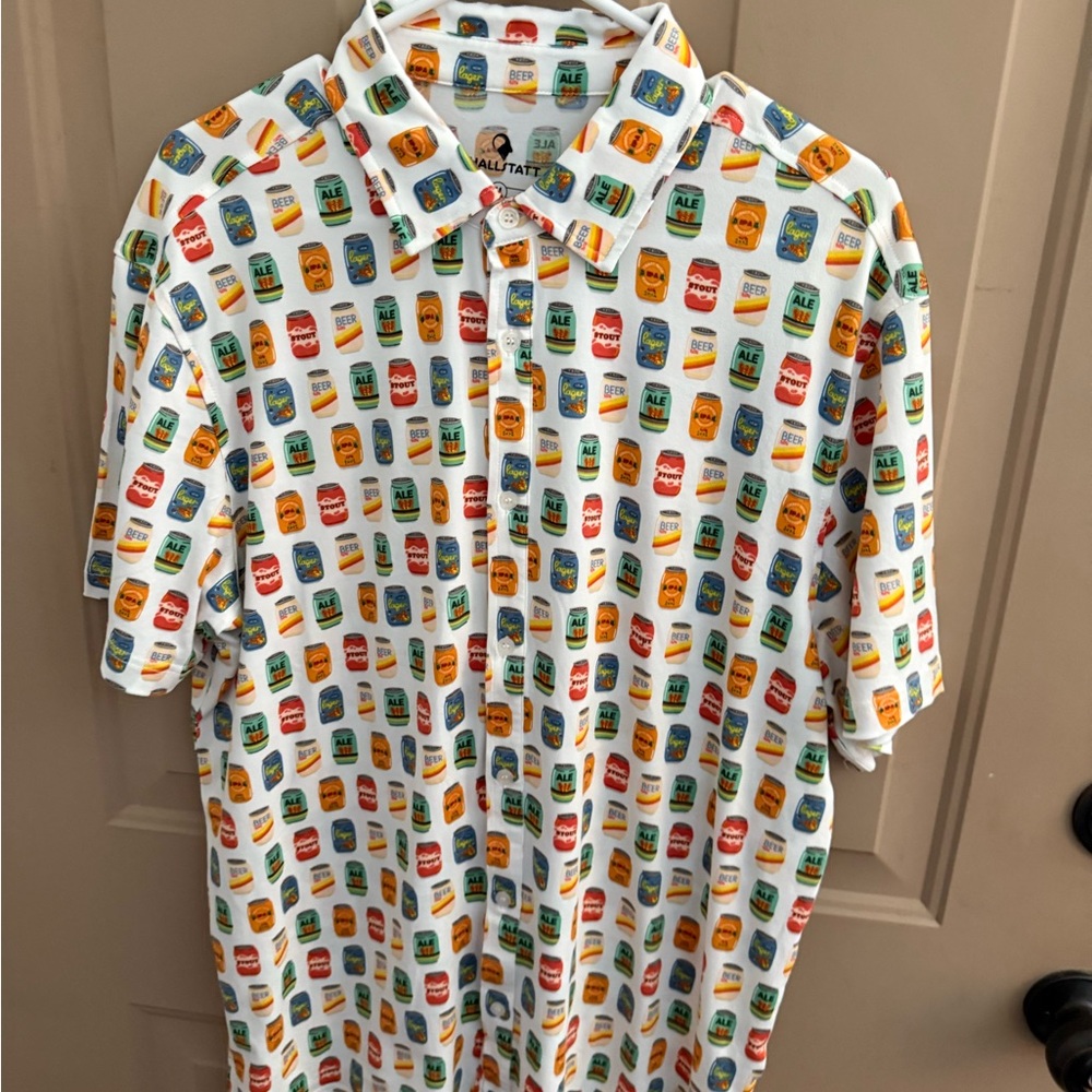 Multicolor Beer Can Print Men's Shirt